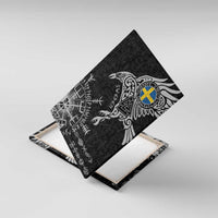 Sweden Viking Ravens Canvas Wall Art Vegvisir Runes Pattern - Wonder Print Shop