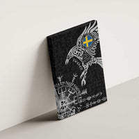 Sweden Viking Ravens Canvas Wall Art Vegvisir Runes Pattern - Wonder Print Shop