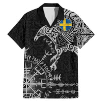 Sweden Viking Ravens Family Matching Mermaid Dress and Hawaiian Shirt Vegvisir Runes Pattern - Wonder Print Shop