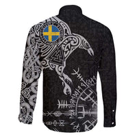 Sweden Viking Ravens Family Matching Off The Shoulder Long Sleeve Dress and Hawaiian Shirt Vegvisir Runes Pattern - Wonder Print Shop