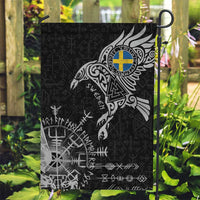 Sweden Viking Ravens Garden Flag Vegvisir Runes Pattern - Wonder Print Shop