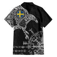 Sweden Viking Ravens Hawaiian Shirt Vegvisir Runes Pattern - Wonder Print Shop