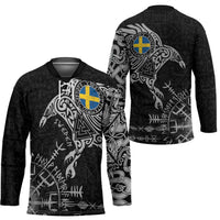 Sweden Viking Ravens Hockey Jersey Vegvisir Runes Pattern - Wonder Print Shop