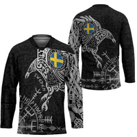 Sweden Viking Ravens Hockey Jersey Vegvisir Runes Pattern - Wonder Print Shop