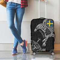 Sweden Viking Ravens Luggage Cover Vegvisir Runes Pattern - Wonder Print Shop