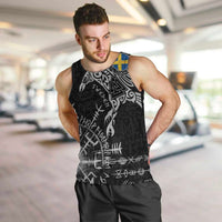 Sweden Viking Ravens Men Tank Top Vegvisir Runes Pattern - Wonder Print Shop