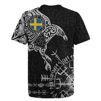 Sweden Viking Ravens Rugby Jersey Vegvisir Runes Pattern - Wonder Print Shop