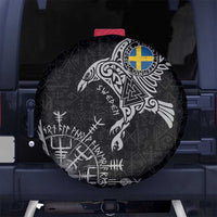 Sweden Viking Ravens Spare Tire Cover Vegvisir Runes Pattern - Wonder Print Shop