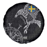 Sweden Viking Ravens Spare Tire Cover Vegvisir Runes Pattern - Wonder Print Shop