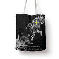 Sweden Viking Ravens Tote Bag Vegvisir Runes Pattern - Wonder Print Shop