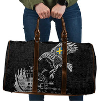 Sweden Viking Ravens Travel Bag Vegvisir Runes Pattern - Wonder Print Shop