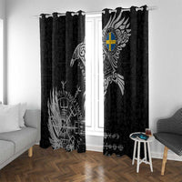 Sweden Viking Ravens Window Curtain Vegvisir Runes Pattern - Wonder Print Shop