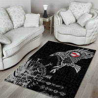 Greenland Viking Ravens Area Rug Vegvisir Runes Pattern - Wonder Print Shop
