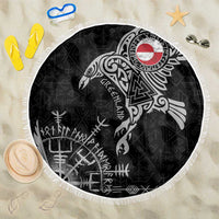 Greenland Viking Ravens Beach Blanket Vegvisir Runes Pattern - Wonder Print Shop