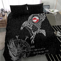 Greenland Viking Ravens Bedding Set Vegvisir Runes Pattern - Wonder Print Shop