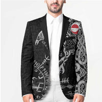 Greenland Viking Ravens Blazer Vegvisir Runes Pattern - Wonder Print Shop