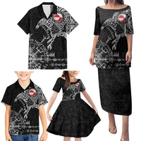 Greenland Viking Ravens Family Matching Puletasi and Hawaiian Shirt Vegvisir Runes Pattern - Wonder Print Shop