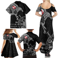 Greenland Viking Ravens Family Matching Summer Maxi Dress and Hawaiian Shirt Vegvisir Runes Pattern - Wonder Print Shop