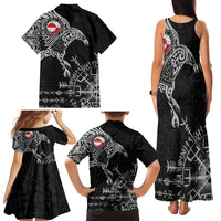 Greenland Viking Ravens Family Matching Tank Maxi Dress and Hawaiian Shirt Vegvisir Runes Pattern - Wonder Print Shop