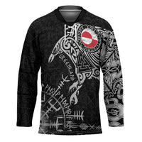 Greenland Viking Ravens Hockey Jersey Vegvisir Runes Pattern - Wonder Print Shop