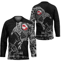 Greenland Viking Ravens Hockey Jersey Vegvisir Runes Pattern - Wonder Print Shop