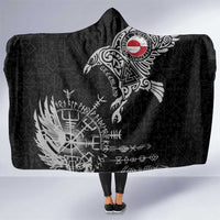 Greenland Viking Ravens Hooded Blanket Vegvisir Runes Pattern - Wonder Print Shop