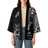 Greenland Viking Ravens Kimono Vegvisir Runes Pattern - Wonder Print Shop