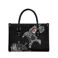 Greenland Viking Ravens Leather Bag Vegvisir Runes Pattern - Wonder Print Shop