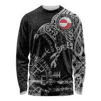 Greenland Viking Ravens Long Sleeve Shirt Vegvisir Runes Pattern - Wonder Print Shop