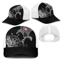 Greenland Viking Ravens Mesh Trucker Cap Vegvisir Runes Pattern - Wonder Print Shop