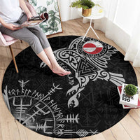 Greenland Viking Ravens Round Carpet Vegvisir Runes Pattern - Wonder Print Shop