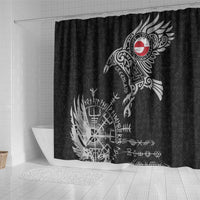 Greenland Viking Ravens Shower Curtain Vegvisir Runes Pattern - Wonder Print Shop