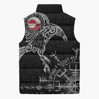 Greenland Viking Ravens Sleeveless Puffer Jacket Vegvisir Runes Pattern - Wonder Print Shop