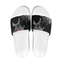 Greenland Viking Ravens Slide Sandals Vegvisir Runes Pattern - Wonder Print Shop