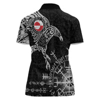 Greenland Viking Ravens Women Polo Shirt Vegvisir Runes Pattern - Wonder Print Shop