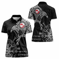 Greenland Viking Ravens Women Polo Shirt Vegvisir Runes Pattern - Wonder Print Shop