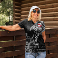 Greenland Viking Ravens Women Polo Shirt Vegvisir Runes Pattern - Wonder Print Shop