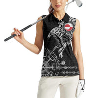 Greenland Viking Ravens Women Sleeveless Polo Shirt Vegvisir Runes Pattern - Wonder Print Shop