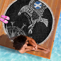 Scotland Viking Ravens Beach Blanket Vegvisir Runes Pattern - Wonder Print Shop