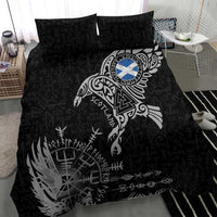 Scotland Viking Ravens Bedding Set Vegvisir Runes Pattern - Wonder Print Shop