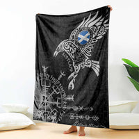 Scotland Viking Ravens Blanket Vegvisir Runes Pattern - Wonder Print Shop