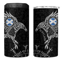 Scotland Viking Ravens 4 in 1 Can Cooler Tumbler Vegvisir Runes Pattern - Wonder Print Shop