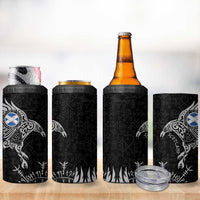 Scotland Viking Ravens 4 in 1 Can Cooler Tumbler Vegvisir Runes Pattern - Wonder Print Shop