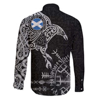 Scotland Viking Ravens Family Matching Off The Shoulder Long Sleeve Dress and Hawaiian Shirt Vegvisir Runes Pattern - Wonder Print Shop