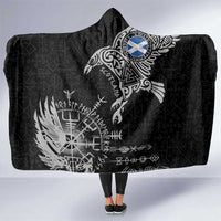 Scotland Viking Ravens Hooded Blanket Vegvisir Runes Pattern - Wonder Print Shop