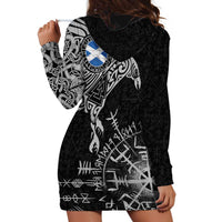 Scotland Viking Ravens Hoodie Dress Vegvisir Runes Pattern - Wonder Print Shop