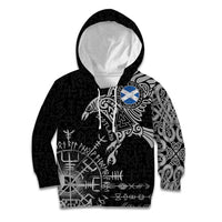 Scotland Viking Ravens Kid Hoodie Vegvisir Runes Pattern - Wonder Print Shop