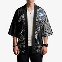 Scotland Viking Ravens Kimono Vegvisir Runes Pattern - Wonder Print Shop