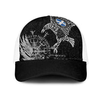 Scotland Viking Ravens Mesh Trucker Cap Vegvisir Runes Pattern - Wonder Print Shop