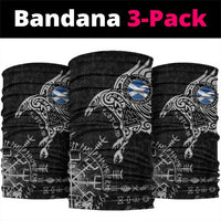 Scotland Viking Ravens Neck Gaiter Vegvisir Runes Pattern - Wonder Print Shop